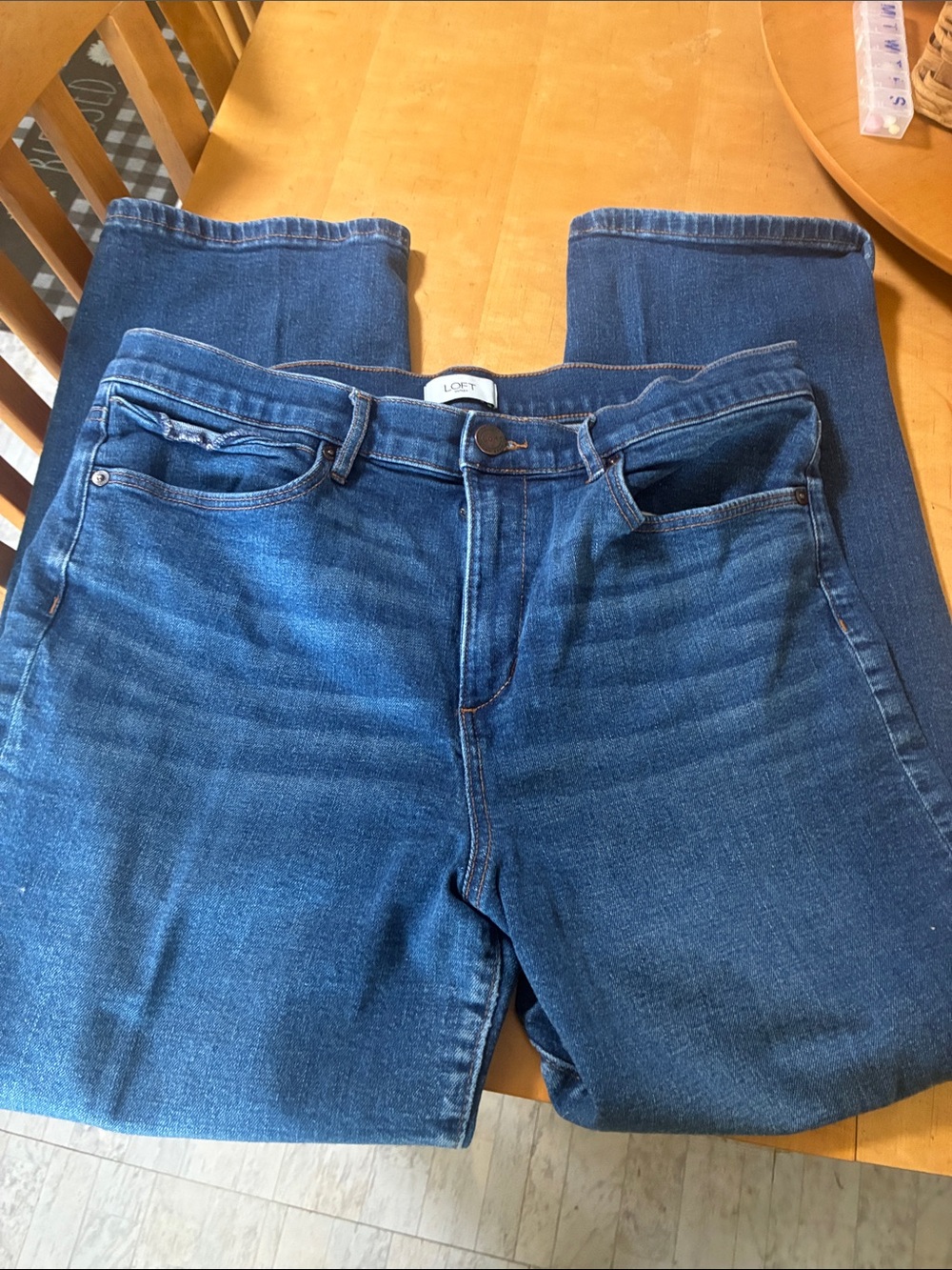LOFT WoMen's Dark Blue Straight-Leg Jeans